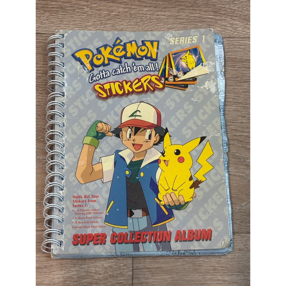 Vintage 1999 Pokemon Artbox Series 1 Sticker Album Super Collection Ash Pikachu